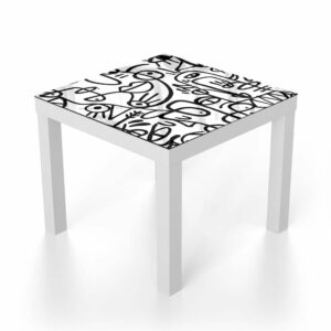 Salontafel 55x55 Zwart-wit Graffiti Patroon