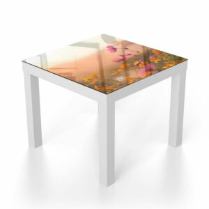 Salontafel 55x55 Kleurrijke Bloemen bij Zonsondergang