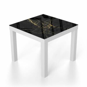 Salontafel 55x55 Elegante Zwart-Gouden Marmer