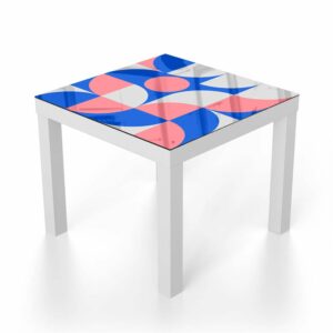 Salontafel 55x55 Blauw/Oranje Abstract Kunstwerk