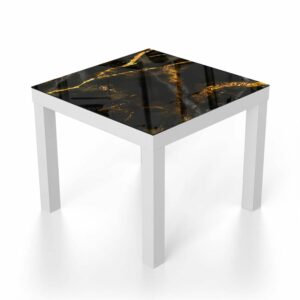 Salontafel 55x55 Gouden Aders op Zwart Marmer