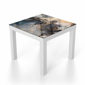 Salontafel 55x55 Zwart en Goud Abstract Kunst