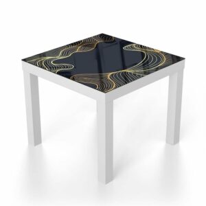 Salontafel 55x55 Zwarte achtergrond met gouden lijnen