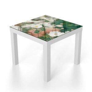 Salontafel 55x55 Witte Bloemen In De Tuin