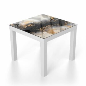 Salontafel 55x55 Luxe Zwart-Goud Marmer