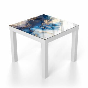 Salontafel 55x55 Luxe Blauw-Goud Marmer