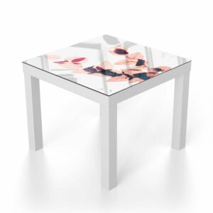 Salontafel 55x55 Waterverf Roze Bladeren