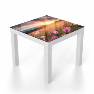 Salontafel 55x55 Zomerbloemen bij Zonsondergang