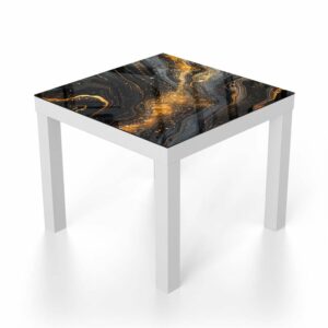 Salontafel 55x55 Zwart/Goud Marmer Textuur