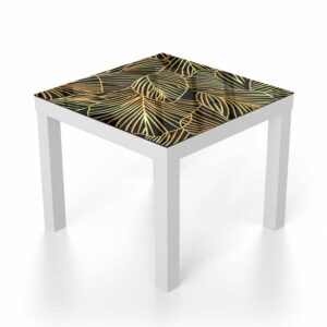 Salontafel 55x55 Gouden Blaadjes op Zwart