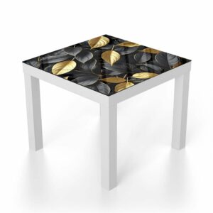 Salontafel 55x55 Goud/Zwart Blader Patroon