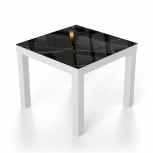 Salontafel 55x55 Gouden Lijnen op Zwarte Geometrie