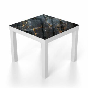 Salontafel 55x55 Vloeiende Kunst Marmer Zwart/Goud