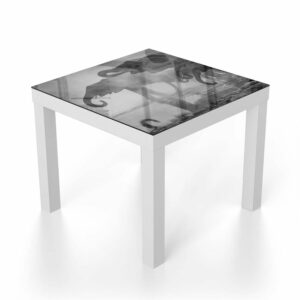 Salontafel 55x55 Zwart-Wit Olifanten