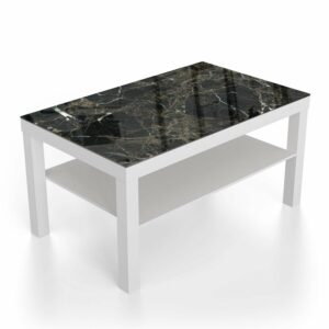 Salontafel 90x55 Zwart Marmer met Witte Aderen