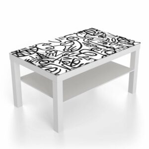 Salontafel 90x55 Zwart-wit Graffiti Patroon