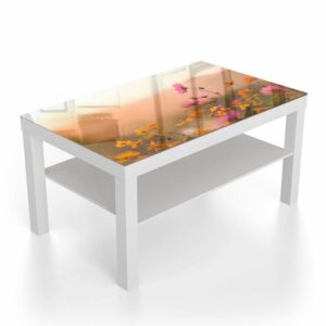 Salontafel 90x55 Kleurrijke Bloemen bij Zonsondergang