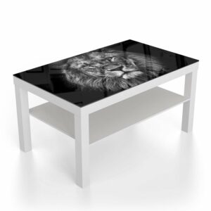 Salontafel 90x55 Zwart/Wit Leeuw