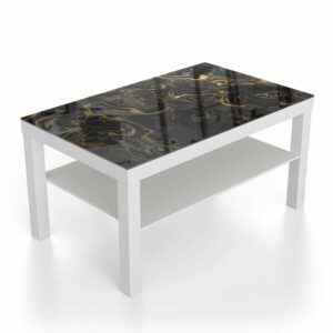 Salontafel 90x55 Zwart-Goud Marmerpatroon