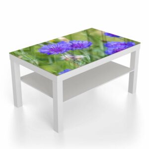 Salontafel 90x55 Felblauw/paarse Korenbloemen