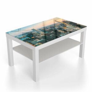 Salontafel 90x55 Chicago Skyline bij Zonsondergang