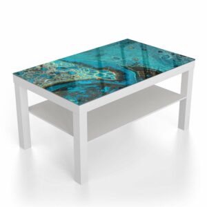 Salontafel 90x55 Blauw Marmereffect