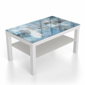 Salontafel 90x55 Blauwe Geomtrische Vormen