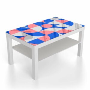 Salontafel 90x55 Blauw/Oranje Abstract Kunstwerk