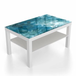 Salontafel 90x55 Abstracte Blauwe Penseelstroken