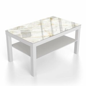 Salontafel 90x55 Wit Goud Marmer