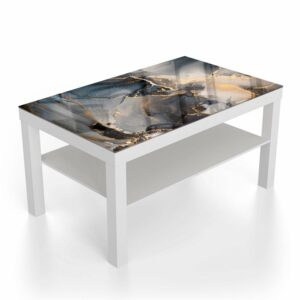 Salontafel 90x55 Zwart en Goud Abstract Kunst