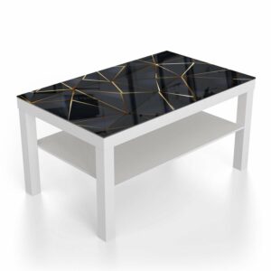 Salontafel 90x55 Zwart-Goude geometrische