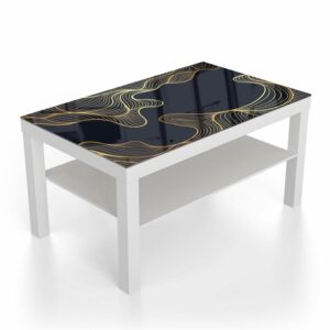 Salontafel 90x55 Zwarte achtergrond met gouden lijnen