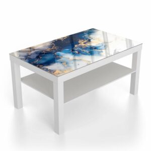 Salontafel 90x55 Luxe Blauw-Goud Marmer