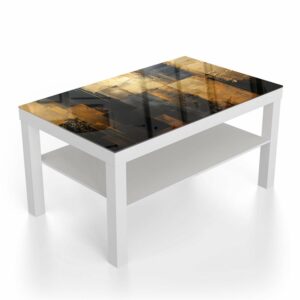 Salontafel 90x55 Goud/Zwart Abstract schilderij