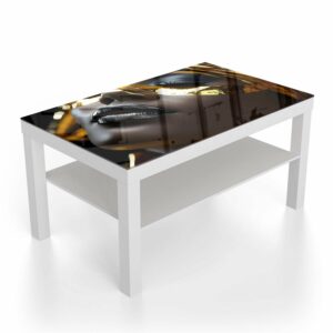 Salontafel 90x55 Zwart gezicht met goude makeup