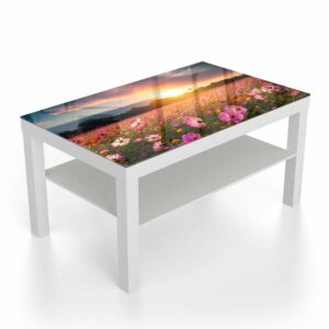 Salontafel 90x55 Zomerbloemen bij Zonsondergang