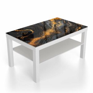 Salontafel 90x55 Zwart/Goud Marmer Textuur