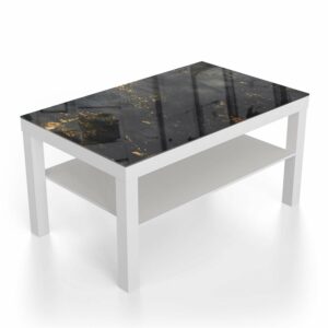 Salontafel 90x55 Gouden Stof op Ruwe Textuur