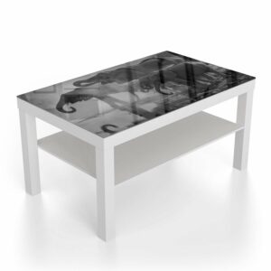 Salontafel 90x55 Zwart-Wit Olifanten