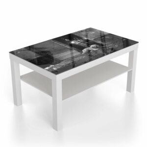 Salontafel 90x55 Zwart-Wit Hond op Straat