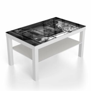 Salontafel 90x55 Zwart-Wit Raam