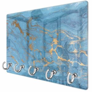 Sleutelhanger Goud en Blauw Marmer