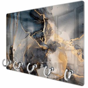 Sleutelhanger Zwart en Goud Abstract Kunst