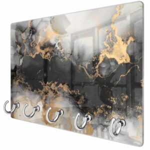 Sleutelhanger Luxe Zwart-Goud Marmer