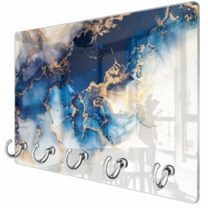 Sleutelhanger Luxe Blauw-Goud Marmer