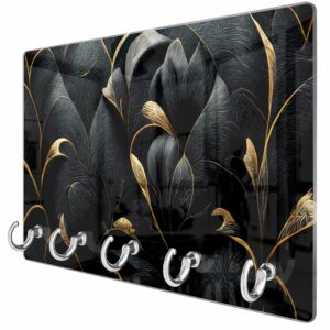 Sleutelhanger Luxe Zwarte en Gouden Bloemenpatroon