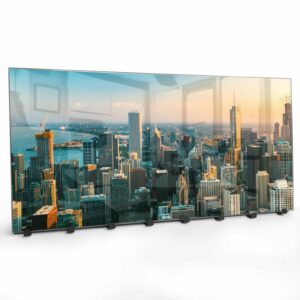 Kapstok van Glas Chicago Skyline bij Zonsondergang