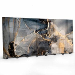 Kapstok van Glas Zwart en Goud Abstract Kunst