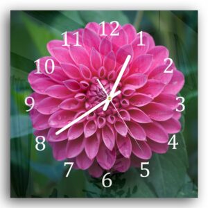 Wandklok 30x30 Roze Dahlia